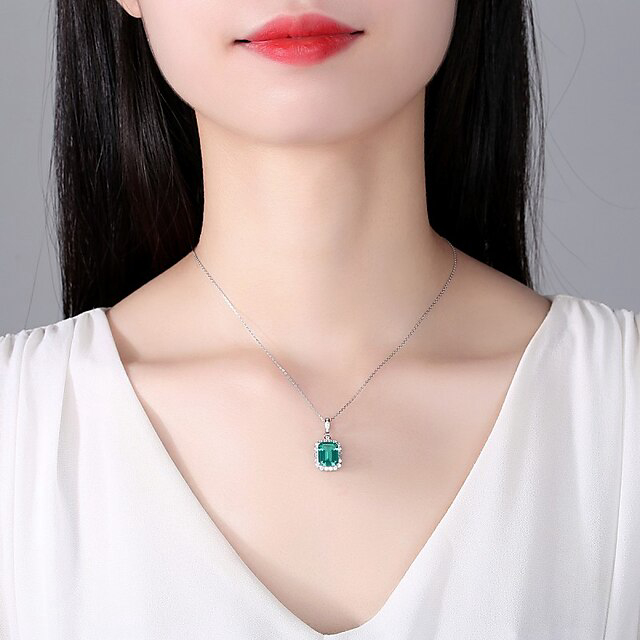 Necklace Clear Synthetic Diamond Blue Copper Women's Simple Elegant Geometrical Luminous Wedding Geometric Necklace For Party Gift