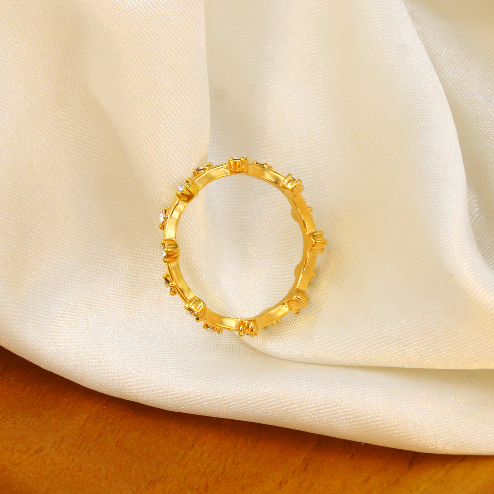 Simple Style Solid Color Stainless Steel Plating Inlay Artificial Diamond Rings