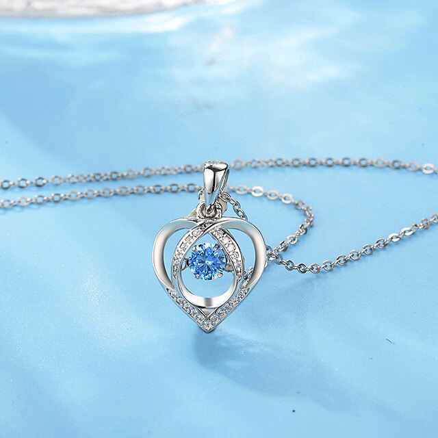 Pendant Necklace Rhinestones Blue Copper Women's Vintage Fashion Artistic Geometrical Heart Heart Shape Necklace For Street Daily Holiday