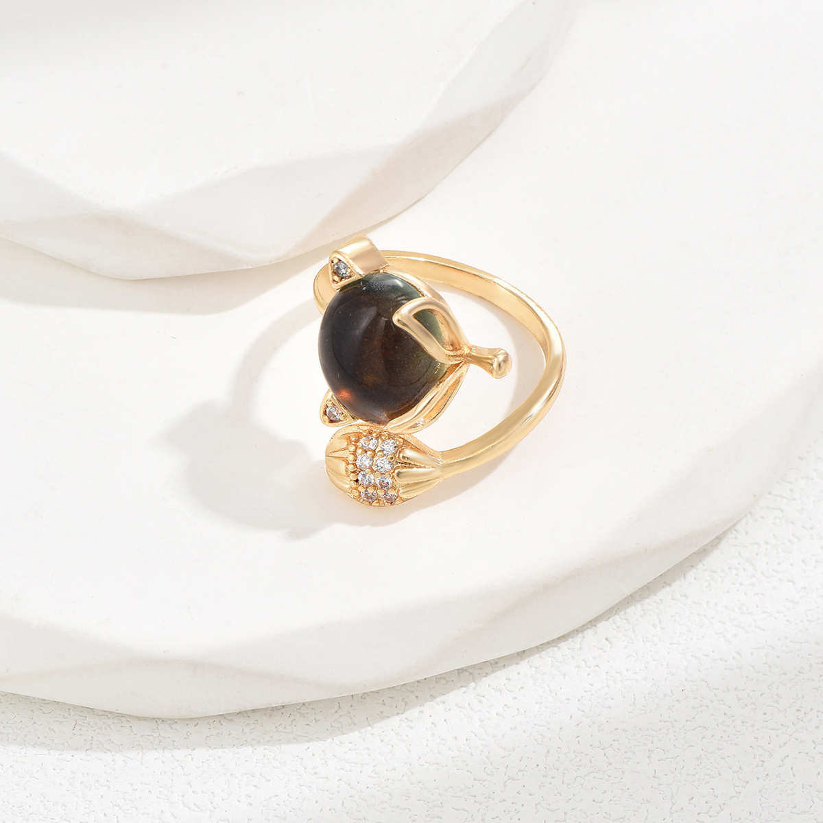 Elegant Cute Modern Style Animal Stainless Steel Inlay Artificial Gemstones  Copper Plated Rings